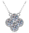 Four-Stone Floral Cluster Sterling Silver Moissanite Pendant, Silver-tone