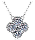 Four-Stone Floral Cluster Sterling Silver Moissanite Pendant, Silver-tone