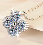 Four-Stone Floral Cluster Sterling Silver Moissanite Pendant, Silver-tone
