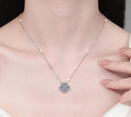 Four-Stone Floral Cluster Sterling Silver Moissanite Pendant, Silver-tone