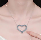 Twenty-Stone Heart Sterling Silver Moissanite Pendant, Silver-tone