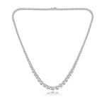 Full Tennis Necklace Sterling Silver Moissanite Necklace, Silver-tone