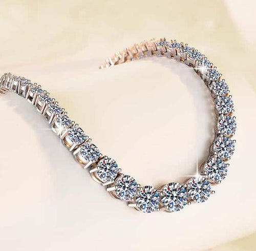 Full Tennis Necklace Sterling Silver Moissanite Necklace, Silver-tone