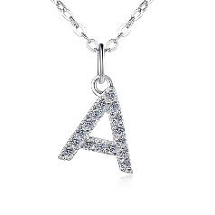 Letter A Sterling Silver Moissanite Pendant, Silver-tone