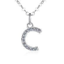 Letter A Sterling Silver Moissanite Pendant, Silver-tone