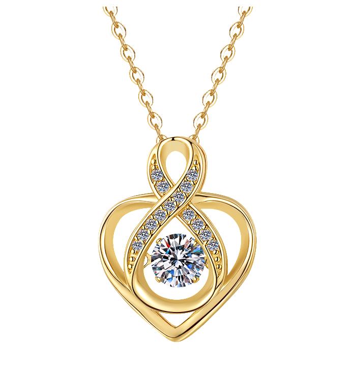 Interlaced Teardrop Sterling Silver Moissanite Pendant, Silver-tone