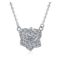 Openwork Rose Sterling Silver Moissanite Pendant, Silver-tone
