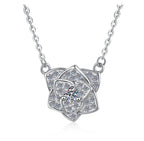 Openwork Rose Sterling Silver Moissanite Pendant, Silver-tone