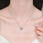 Openwork Rose Sterling Silver Moissanite Pendant, Silver-tone