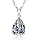 Large Pear Solitaire Sterling Silver Moissanite Pendant, Silver-tone