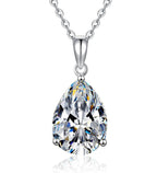 Large Pear Solitaire Sterling Silver Moissanite Pendant, Silver-tone