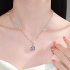 Large Pear Solitaire Sterling Silver Moissanite Pendant, Silver-tone