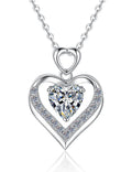 Layered Heart Sterling Silver Moissanite Pendant, Silver-tone