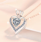 Layered Heart Sterling Silver Moissanite Pendant, Silver-tone