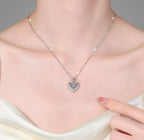 Layered Heart Sterling Silver Moissanite Pendant, Silver-tone