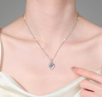 Twisted Two-Stone Drop Sterling Silver Moissanite Pendant, Silver-tone