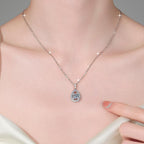 Classic Teardrop Halo Sterling Silver Moissanite Pendant, Silver-tone