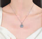 Rounded Square Pavé Halo Sterling Silver Moissanite Pendant, Silver-tone
