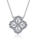 Openwork Clover Sterling Silver Moissanite Pendant, Silver-tone