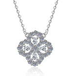 Openwork Clover Sterling Silver Moissanite Pendant, Silver-tone
