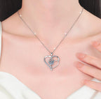 Double Open Heart Sterling Silver Moissanite Pendant, Silver-tone