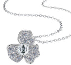 Four-Leaf Asscher Sterling Silver Moissanite Pendant, Silver-tone