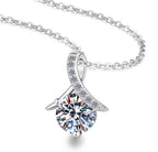 Swept-Bail Solitaire Sterling Silver Moissanite Pendant, Silver-tone