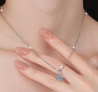 Swept-Bail Solitaire Sterling Silver Moissanite Pendant, Silver-tone