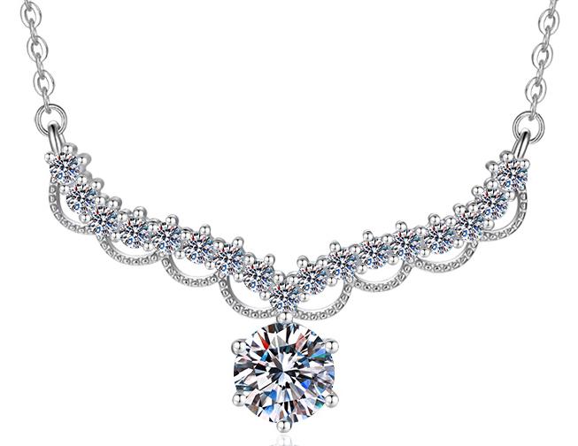 Garland Necklace Sterling Silver Moissanite Necklace, Silver-tone