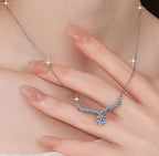 Garland Necklace Sterling Silver Moissanite Necklace, Silver-tone