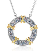 Circular Letter Motif Sterling Silver Moissanite Pendant, Silver-tone