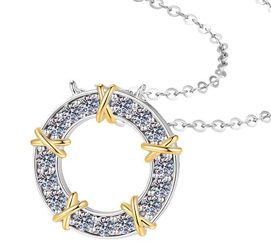 Circular Letter Motif Sterling Silver Moissanite Pendant, Silver-tone