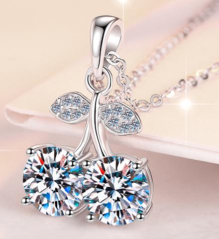 925 Sterling Silver Moissanite Cherry Pendant