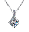 Geometric Pavé Drop Sterling Silver Moissanite Pendant, Silver-tone