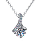 Geometric Pavé Drop Sterling Silver Moissanite Pendant, Silver-tone
