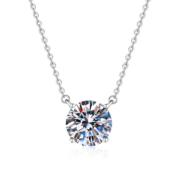 Clara Round Solitaire Sterling Silver Moissanite Pendant, Silver-tone