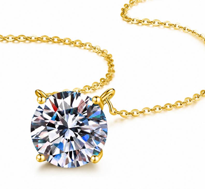 Clara Round Solitaire Sterling Silver Moissanite Pendant, Silver-tone