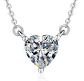 Heart-Cut Station Sterling Silver Moissanite Pendant, Silver-tone