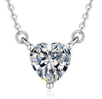 Heart-Cut Station Sterling Silver Moissanite Pendant, Silver-tone