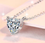 Heart-Cut Station Sterling Silver Moissanite Pendant, Silver-tone