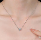 Heart-Cut Station Sterling Silver Moissanite Pendant, Silver-tone