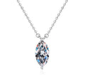 Vertical Marquise Sterling Silver Moissanite Pendant, Silver-tone
