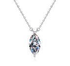 Vertical Marquise Sterling Silver Moissanite Pendant, Silver-tone