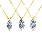 Vertical Marquise Sterling Silver Moissanite Pendant, Silver-tone