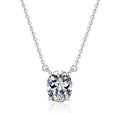 Oval-Cut Station Sterling Silver Moissanite Pendant, Silver-tone