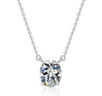 Oval-Cut Station Sterling Silver Moissanite Pendant, Silver-tone