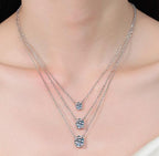Oval-Cut Station Sterling Silver Moissanite Pendant, Silver-tone