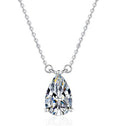 Pear-Cut Station Sterling Silver Moissanite Pendant, Silver-tone
