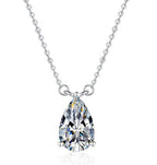 Pear-Cut Station Sterling Silver Moissanite Pendant, Silver-tone