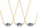 Horizontal Marquise Sterling Silver Moissanite Pendant, Silver-tone